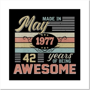 43rd Birthday gift 43 Years Old Awesome Since May 1977 Posters and Art